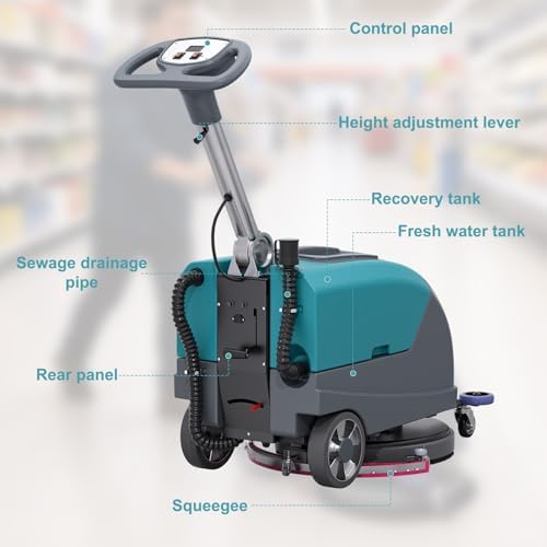 Walk Behind Floor Scrubber Machine, 24" Squeegee - Image 2