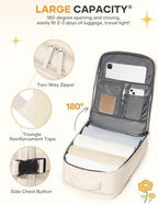 coofay Beige Travel Backpack For Women Men Airline Approved Personal Item Carry On Flight Approved Waterproof Backpack For Traveling On Airplane Weekender Travel Bag - Image 5