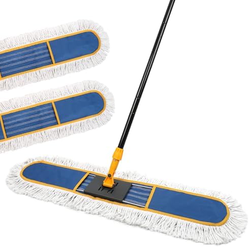 36" Commercial Dust Mop for Floor Cleaning, Heavy Duty Industrial Dry Dust Mop with 2 Mop Pads & 59" Long Handle, Professional Janitorial Floor Duster for Home, Garage, Hotel, School, Gym by TrueYee