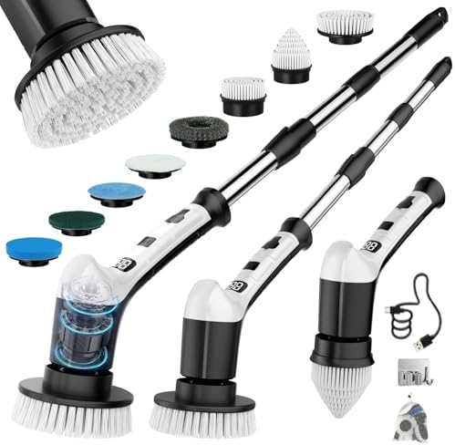 Electric Spin Scrubber, Cordless Power Shower Cleaning Brush for Bathroom by TUTOBL