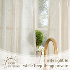 jinchan Pinch Pleated Linen Back Tab Tier Curtains, 26x36, Natural - Image 5