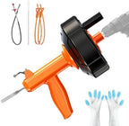 Drain Snake, Auto Feed Plumbing Snake with Drill Adaptor, 25 Feet Drain Auger Tool Set Included Drain Clog Remover, Hair Clog Remover ＆ Cleaning Brush for Kitchen, Bathroom and Shower Sink with Gloves by Unknown
