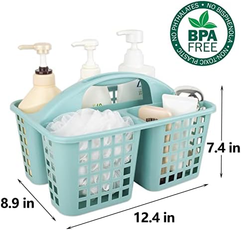 Portable Shower Caddy Basket Plastic Storage Basket with Divided Light Blue - Image 6