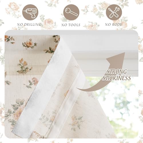 StangH Oak Yellow Cordless Linen Floral Roman Shades, W32 x L64, 1 Panel - Image 3