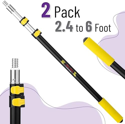 Bates- Extension Pole, 2.4 to 6 Ft, 2 Pack, Yellow, Telescopic Pole for Painting and Cleaning - Image 2