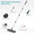 Floor Scrub Brush with Long Handle Length Adjustable, 3 in 1 Heavy-Duty Stiff 90° Bristle Floor Scrubber Broom with Squeegee, Cleaning Brush for Bathroom, Garage, Kitchen, Tile, Deck & Patio (Gray) - Image 5