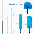 20FT High Ceiling Fan Duster with 5-12FT Extension Pole, Extendable Reusable Cobweb and Bendable Feather Duster Kit for Cleaning Spiderweb and Dust - Image 2