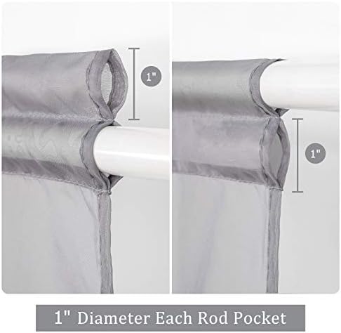 MIULEE Dark Grey 25 x 72 Inches Sidelight French Door Sheer Curtains - Image 2