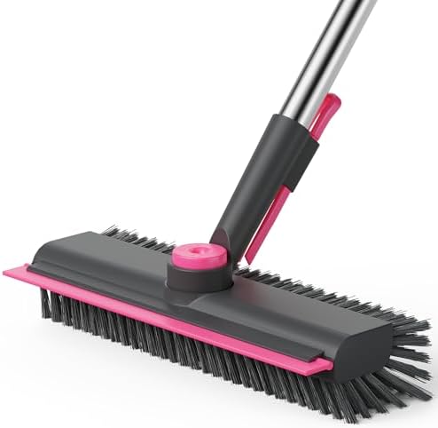 AIR U+ Floor Scrub Brush with Long Handle, 3-in-1 Rotating Head & Squeegee by AIRU