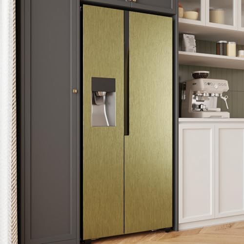 CRE8TIVE Thick Champagne Olive Gold Brushed Metallic Wallpaper for Kitchen Stainless Steel Contact Paper 12"x354" Removable Adhesive Gold Peel and Stick Wallpaper for Cabinets Backsplash Appliances - Image 3