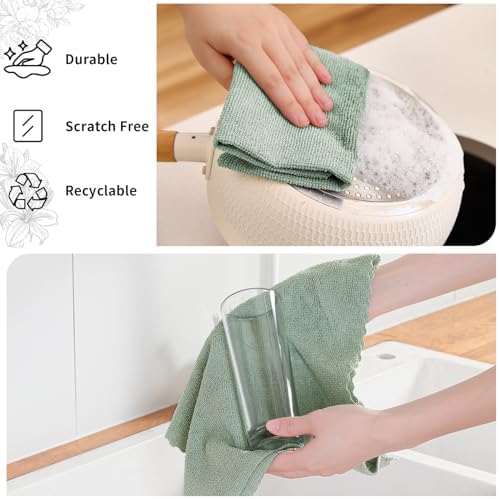 80 Pack Microfiber Cleaning Cloth Roll,Lint Free Rags & Tear Away Reusable Towels Washable Scratch,Ultra Absorbent Dish Rags(12" x 12") for Car Kitchen Home Garage-Green - Image 2