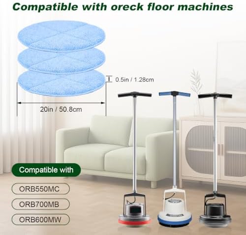 Commercial 20 Inch Microfiber Carpet Bonnet Floor Machines Pads Compatible with Floor Machine: 3 Packs Microfiber Carpet Bonnet Floor Buffer Pads - Image 3