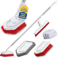 Shower Scrubber with Long Handle, Stiff Bristles Grout-Brush, Tub Scrub-Brush with Long-Handle, Shower-Cleaner Brush by FoxTrotLiving
