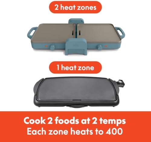 bella 10"x20" Fold and Store Griddle, Non-Toxic, Ceramic Coating, Surf - Image 4