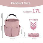 17L Cleaning Caddy with Handle, Cleaning Supplies Organizer, Foldable Storage Basket, Cleaning Supply Caddy, Portable Multi Cleaning Bucket Bag for Home, Garden (Pink) - Image 4