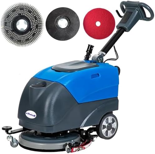 Emotor 15'' Foldable Walk Behind Floor Scrubber Machine Hand Push Scrubber Machine for Industrial Commercial Use,Upgrade Automatic Water Flow, Machine Size 32"X18"X25"(Blue) by HiBuyer