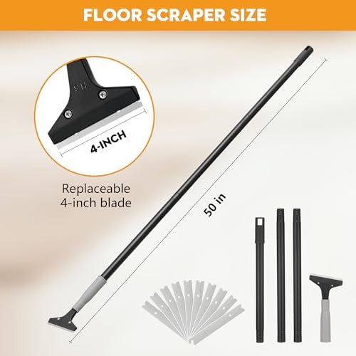 Luvenia Heavy Duty 4-Inch Razor Blade Floor Scraper, 50-Inch Long Handle - Image 5