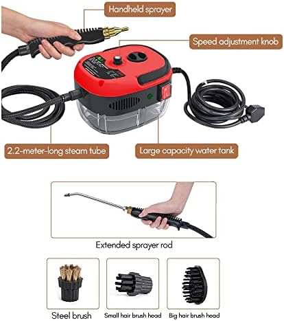 2500W Handheld Steam Cleaner High Temperature Pressurized Steam Cleaning Machine Portable Car Steamer with Brush Heads (Blue) - Image 4