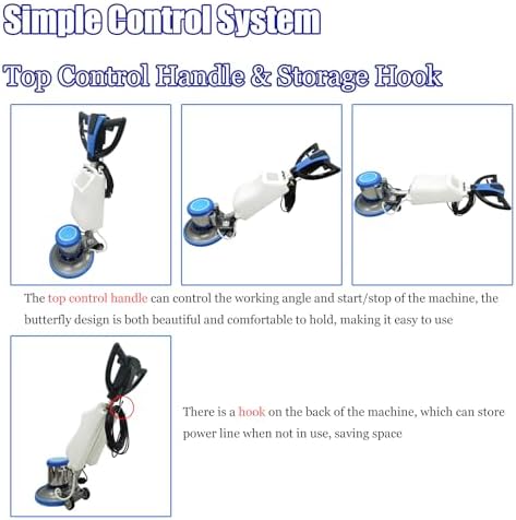 17" Floor Cleaner Polisher Commercial Floor Scrubber Buffer Commercial Floor Polishing Cleaning Machine Industrial Ground Scrubber Buffer with Three Brush Discs, 17"(43.2cm) Diameter, AC110V - Image 7