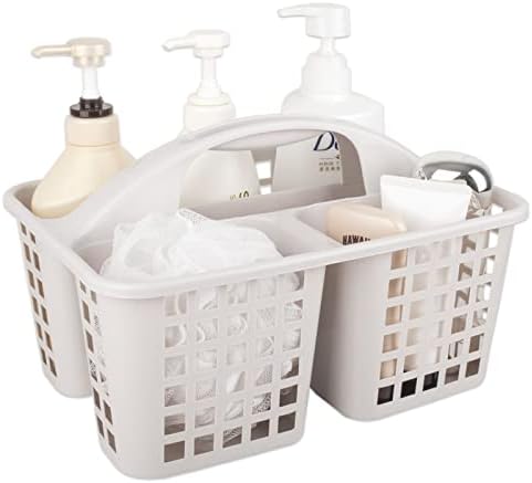 Portable Shower Caddy Basket Plastic Storage Basket with Divided Light Grey by JiatuA
