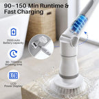 JOYMOOP Electric Spin Scrubber, 450 RPM Cordless Cleaning Brush with Power LCD Display, 9 Brush Heads Waterproof Power Scrubber with 90-Min Runtime, Adjustable Long Handle for Bathtub, Floor, Kitchen - Image 6