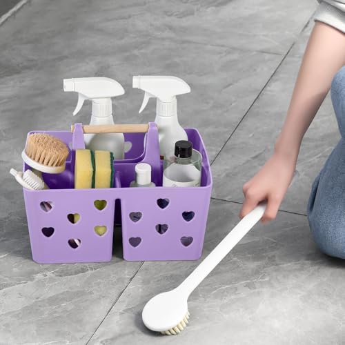 Portable Shower Caddy Plastic Shower Basket Organizer with Handle, Purple - Image 5