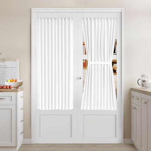 Vatge Side Window Curtain - French Door Sidelight Front Entry Way Panel Drape, Side Window Curtains for Front Door, 1 Panel, W36 x L54, Pure White by Vatge