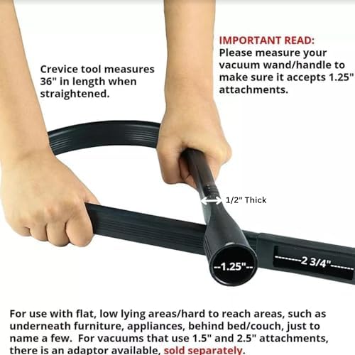 36-inch Flexible Flat Vacuum Crevice Under Refrigerator, Furniture and Appliances Cleaning Tool for any 1-1/4", 1-3/8"& 1-1/2" Vacuum Hose Attachments - Image 2