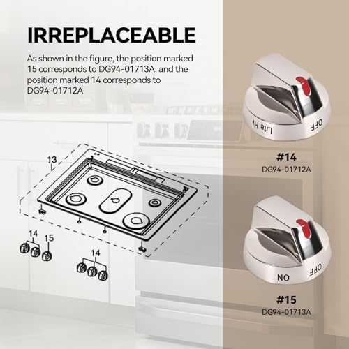 NX58M9420SS/DG94-01712A*5&DG94-01713A*1 Gas Stove Knob for Samsg Range Oven Stove - Image 2
