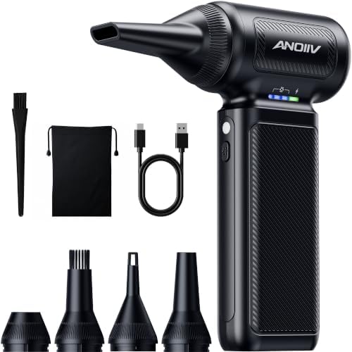 Compressed Air Duster, 130,000RPM, 3-Gear Adjustable, 5Nozzles by Unknown