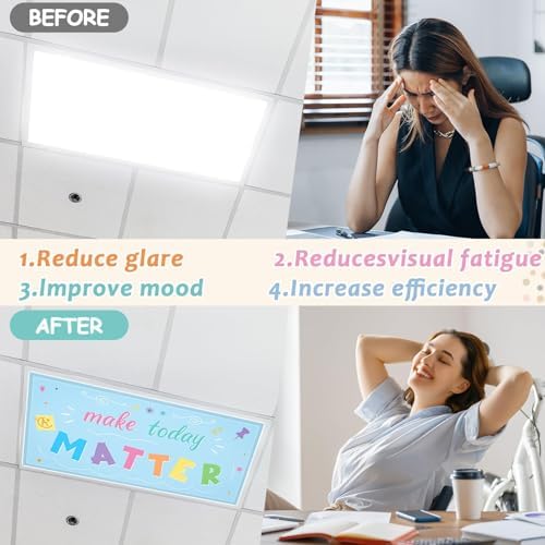 Wiooffen 8 PCS Colorful Fluorescent Light Covers for Classroom Ceiling Light 4x2ft Magnetic Lights Cover Filter Easy Install for Back To School Classroom Office Hospital Ceiling Supplies (Candy color) - Image 4