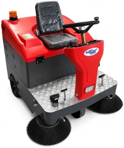 Liberty LS-WS1400 Industrial Floor Sweeper – Ride-On Electric Floor Sweeper with Ride On Vacuum Cleaner System & Superior Dust Filtration – 120L Capacity Commercial Floors Cleaner – Red by LibertyScales