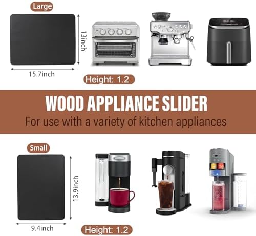 360° Appliance Slider Sliding Tray, Coffee Maker Rolling Tray for Counter Under Cabinet Coffee Pot Mat for Espresso Machine, Toaster, Air Fryer, Quiet Wheels, Black (Large 15.7"×13") - Image 3