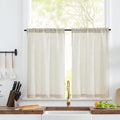 jinchan Rustic Linen Rod Pocket Tier Curtains, 26x45, 2 Panels, Natural by JINCHAN