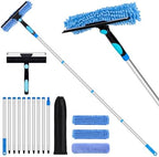 152'' Window Cleaning Kit, 2 in 1 Window Squeegee with Extension Poles, Window Cleaner Tools for Indoor/Outdoor High Window, Car, Glass by TIMIVO