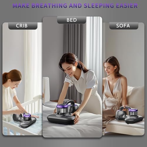 Hersven Mattress Vacuum Cleaner, Handheld UV Bed Vacuum Cleaner 16KPa & 12800 Vibrations Per/Min Upgraded Effectively Clean Up Bed, Pillows, Cloth Sofas, Carpets and Ther Fabric Surfaces - Image 7
