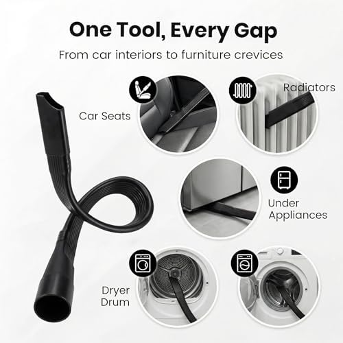 25" Flexible Dryer Vent Cleaner Kit - Household Cleaning Supplies, Refrigerator Appliance Long Coil Brush, Flexible Lint Remover, for Vacuum Hoses All 1-1/4" or 1-3/8" (32mm - 35mm) Vacuum - Image 6