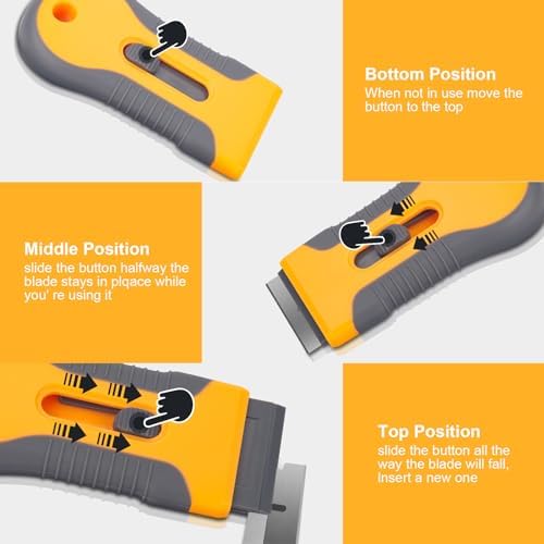 Razor Blade Scraper Tool with 15pcs Extra Blades, Multi-Surface Glass Stove Top Scraper for Paint, Window, Old Label, Decal Sticker, Ceramic Cooktops, Ovens - Image 4