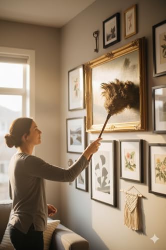 Premium Professional Feather Duster 21" | Natural Handheld Duster for Cleaning & Feather Mopping | Genuine Ostrich Feather with Long Wooden Handle | Eco-Friendly & Reusable (50 cm) - Image 3