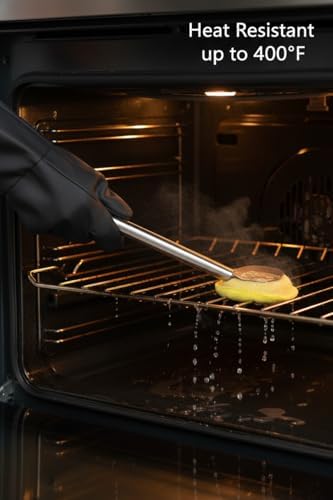 Oven Racks Clean Brush, Cast Iron Wok Skillet Scrubber Brush Non-Scratch, Long Handle, Heat-Resistant Kitchen Cleaning Brush for Wok,Pan, Indoor Grates, Pans, Oven Racks, Cook Rack, Dish - Image 6