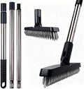 2 Pack Grout Brush with Long Handle, Swivel Cleaning Grout Line Scrubber - Extendable Durable Handle Grout Cleaner Brush for Bathroom,Tile,Baseboard,Walk in Shower,Corner & Narrow Space (Black) by ITTAHO
