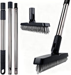 2 Pack Grout Brush with Long Handle, Swivel Cleaning Grout Line Scrubber - Extendable Durable Handle Grout Cleaner Brush for Bathroom,Tile,Baseboard,Walk in Shower,Corner & Narrow Space (Black) by ITTAHO