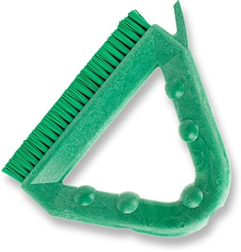 SPARTA Plastic Commercial Grout Brush, Triangle-Shaped Scrub Brush with Scraper and Two Threaded Holes for Attaching Handle (Sold Separately), 9 x 7 x 7 Inches, Green - Image 2