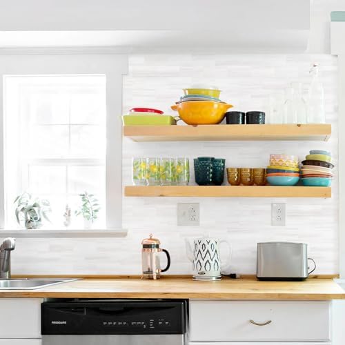 STICKGOO 1/3 Sheet Subway Tile Peel and Stick Backsplash, Star White Marble Look Dolomite Kitchen Backsplash Wall Tile(Only 1/3 Sample) - Image 2