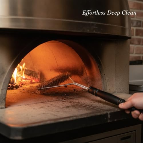 11 Inch Oven Cleaning Brush with Long Wooden Handle, Stiff PP Bristles for Grill and Pizza Oven Scrubbing (1 PC) - Image 2
