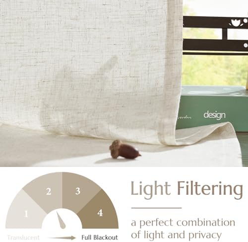 jinchan Tassel Linen Tier Curtain, Back Tab, 50x24, 1 Panel, Natural - Image 6