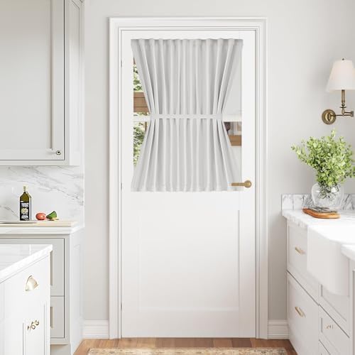 Vatge 50% Sunlight Blocking Curtains for French Doors - Rod Pocket Fonr Door Curtain Panel for Door Window, 1 Panel, W54 x L40, Greyish White by Vatge