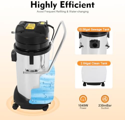 40L/11Gal Commercial Carpet Cleaning Machine, 1000W 110V Professional Commercial 3 in 1 Carpet Spraying Floor Brush Cleaner Extractor Vacuum Washing Machine Portable Carpet Cleaner Wet Dry - Image 2