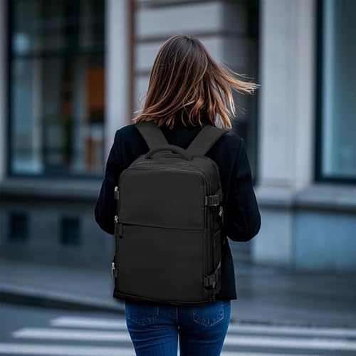 coofay Travel Backpack For Women Airline Approved Carry On Waterproof Sports Luggage Casual Daypack Small Hiking Backpack Black - Image 2
