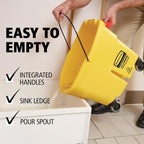 Rubbermaid Commercial Products WaveBrake 35 QT Down-Press Mop Bucket and Wringer Combo on Wheels, Yellow, for Professional/Industrial Heavy-Duty Floor Cleaning - Image 5